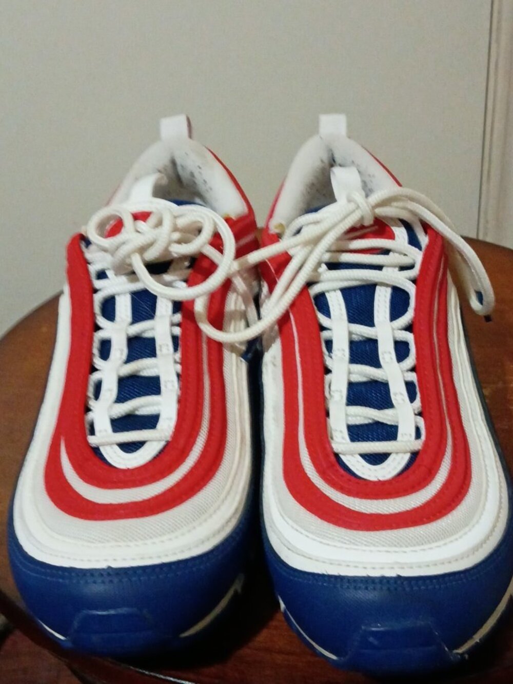 Nike Air Max 97 Mens sz 8.5 mens USA White Red Blue Running Shoes CW5584 100 - Picture 5 of 13
